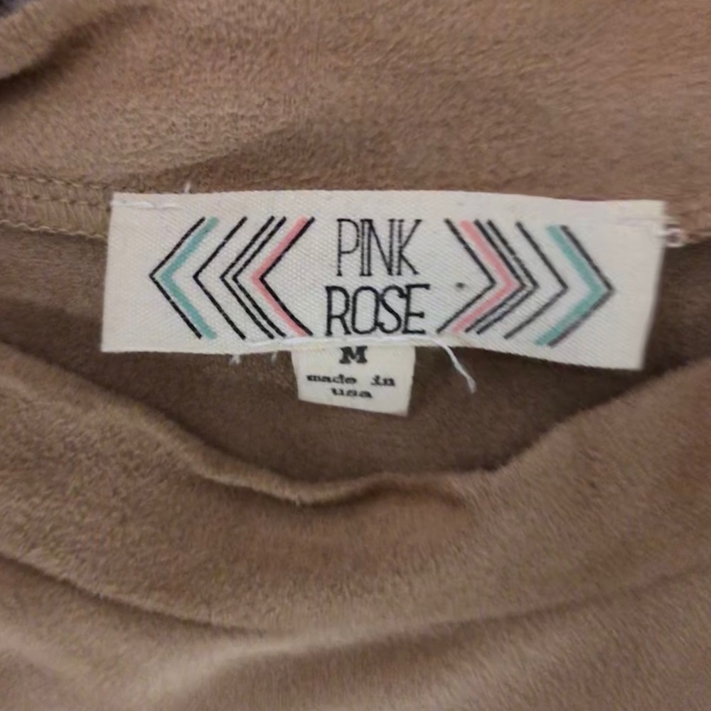 WORN ONCE MED MOCK NECK SUEDE CAMEL SHIFT DRESS - Picture 2 of 2